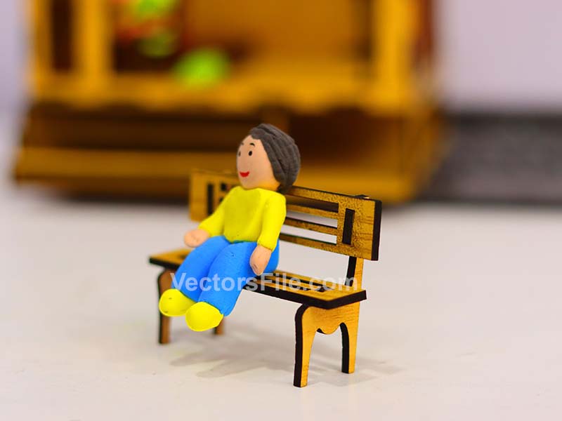 Laser Cut Dollhouse Miniature Furniture Bench Design