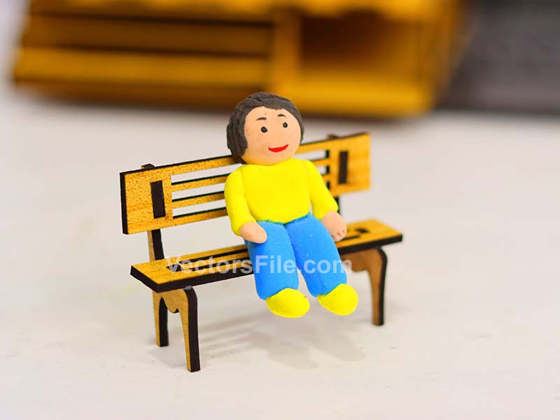 Laser Cut Dollhouse Miniature Furniture Bench Design