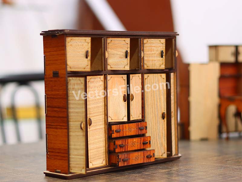 laser cut barbie Wardrobe Dollhouse Furniture Design