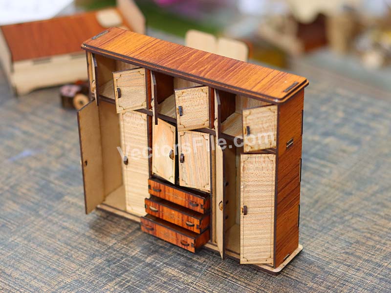 laser cut barbie Wardrobe Dollhouse Furniture Design