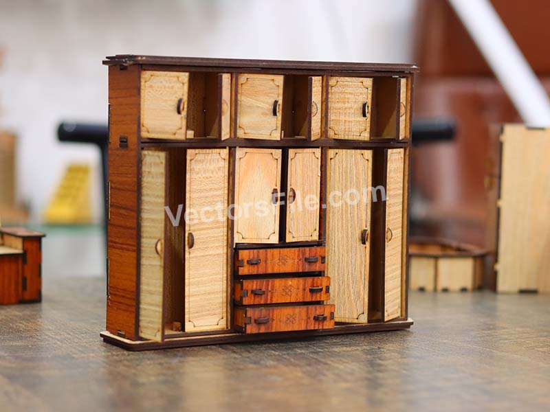 laser cut barbie Wardrobe Dollhouse Furniture Design