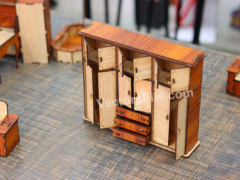 laser cut barbie Wardrobe Dollhouse Furniture Design