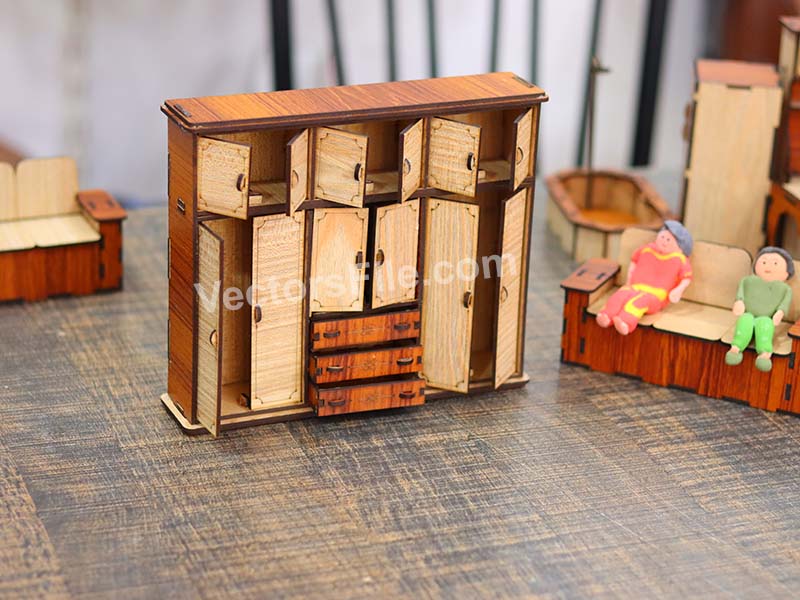 laser cut barbie Wardrobe Dollhouse Furniture Design