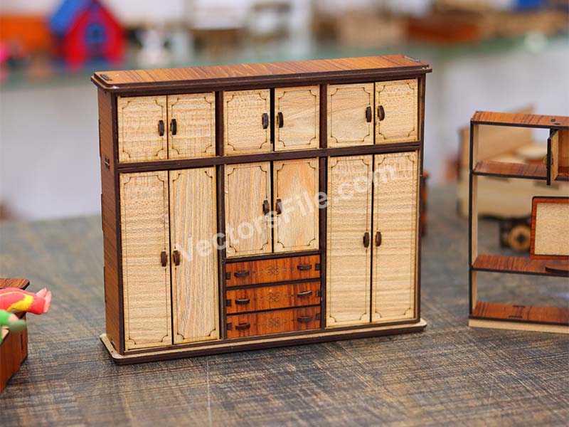 laser cut barbie Wardrobe Dollhouse Furniture Design