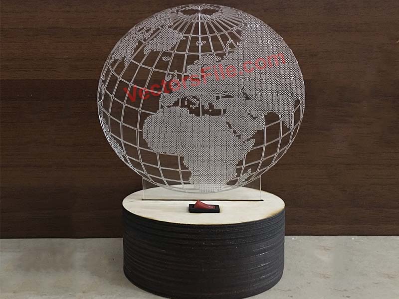 Laser Cut Globe Acrylic 3D Illusion Lamp Design