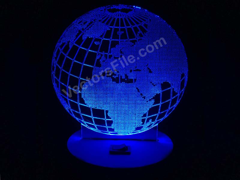 Laser Cut Globe Acrylic 3D Illusion Lamp Design