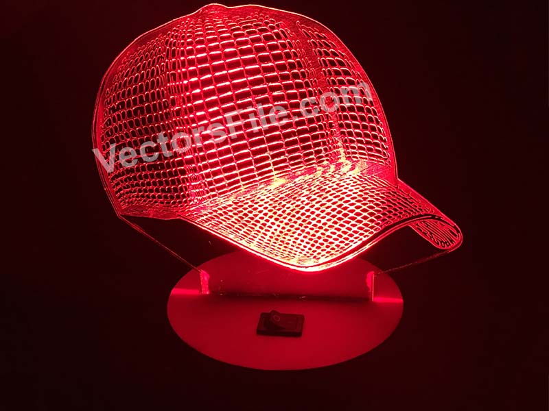 Laser Cut 3D Baseball Cap Night Light LED Illusion Lamp