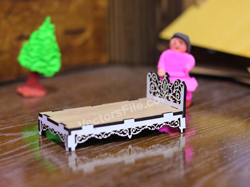 Laser Cut Dollhouse Furniture Barbie Miniature Bed Design