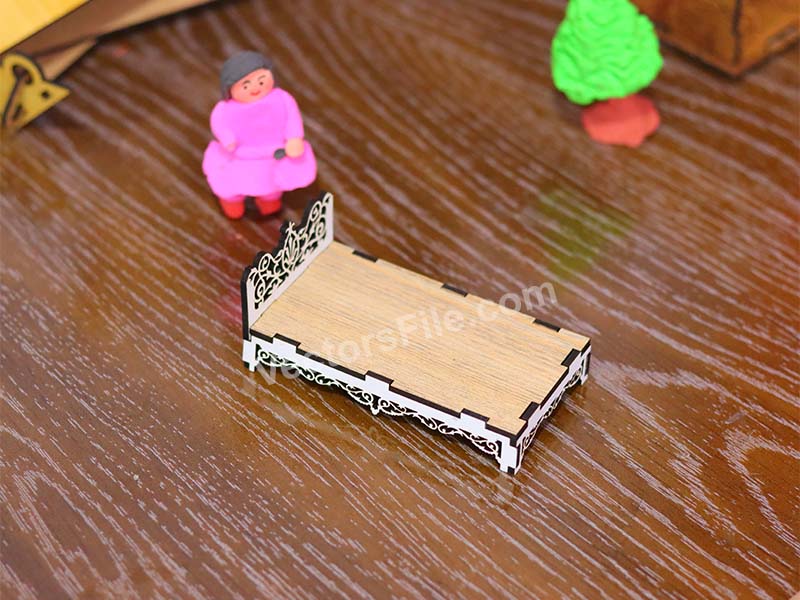 Laser Cut Dollhouse Furniture Barbie Miniature Bed Design