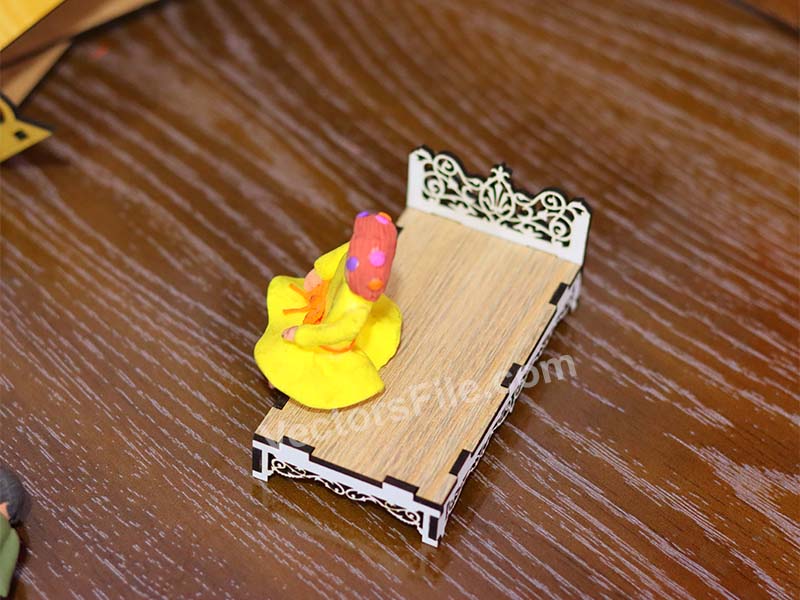 Laser Cut Dollhouse Furniture Barbie Miniature Bed Design