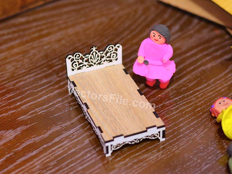 Laser Cut Dollhouse Furniture Barbie Miniature Bed Design