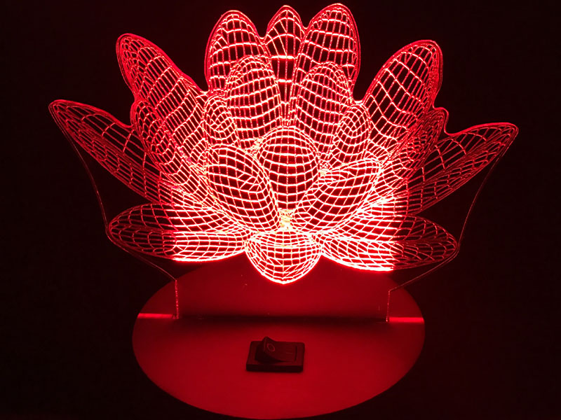 Laser Cut Lotus 3D Illusion Lamp Design