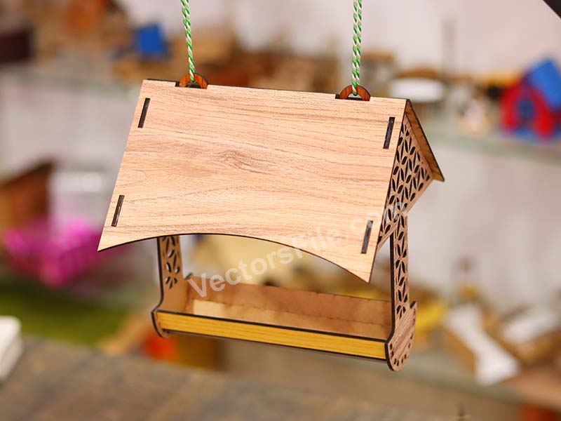 Laser Cut Wooden Hanging Bird Feeder Template
