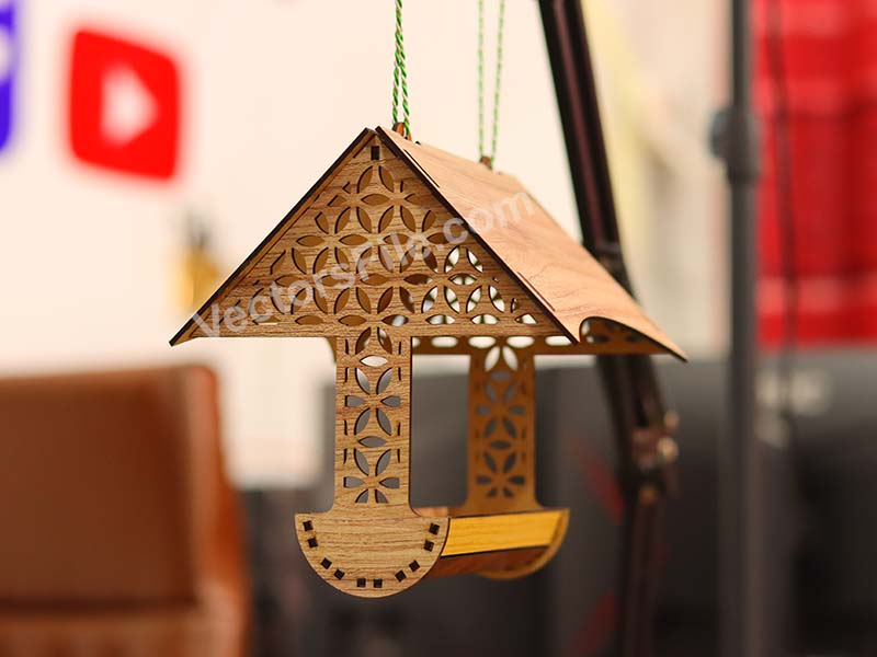 Laser Cut Wooden Hanging Bird Feeder Template