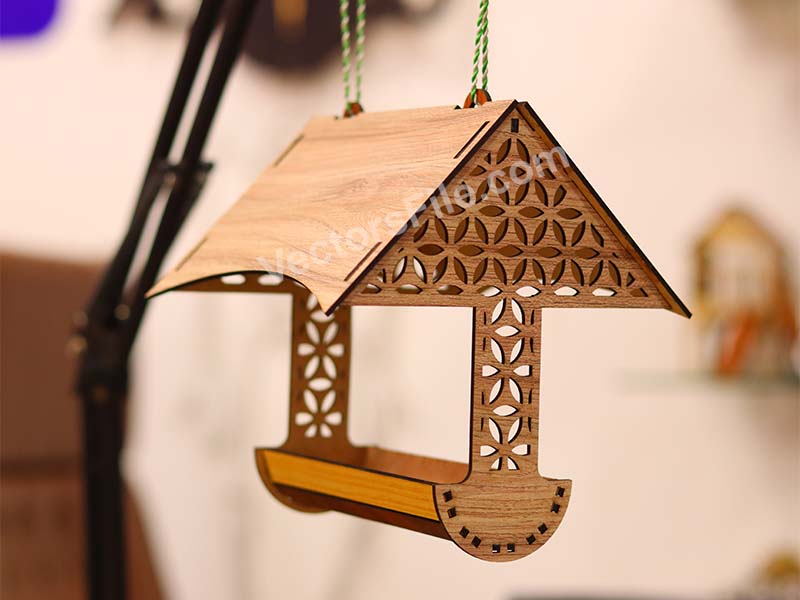 Laser Cut Wooden Hanging Bird Feeder Template