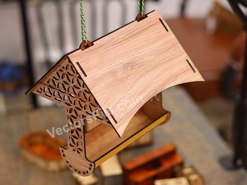 Laser Cut Wooden Hanging Bird Feeder Template