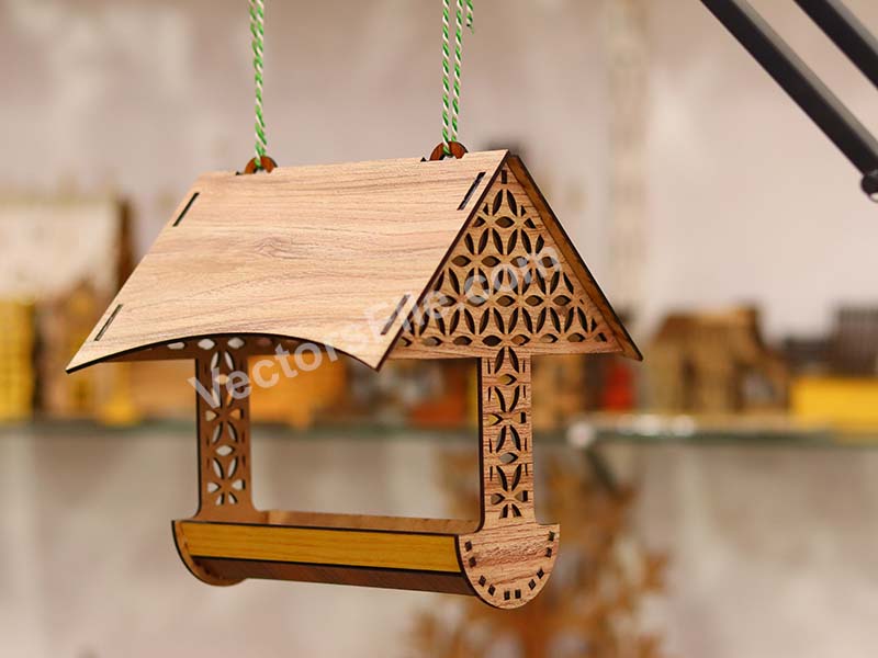 Laser Cut Wooden Hanging Bird Feeder Template
