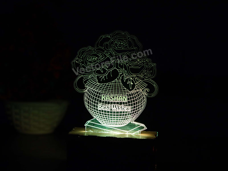 Laser Cut Flower with Pot 3D Illusion LED Acrylic Lamp