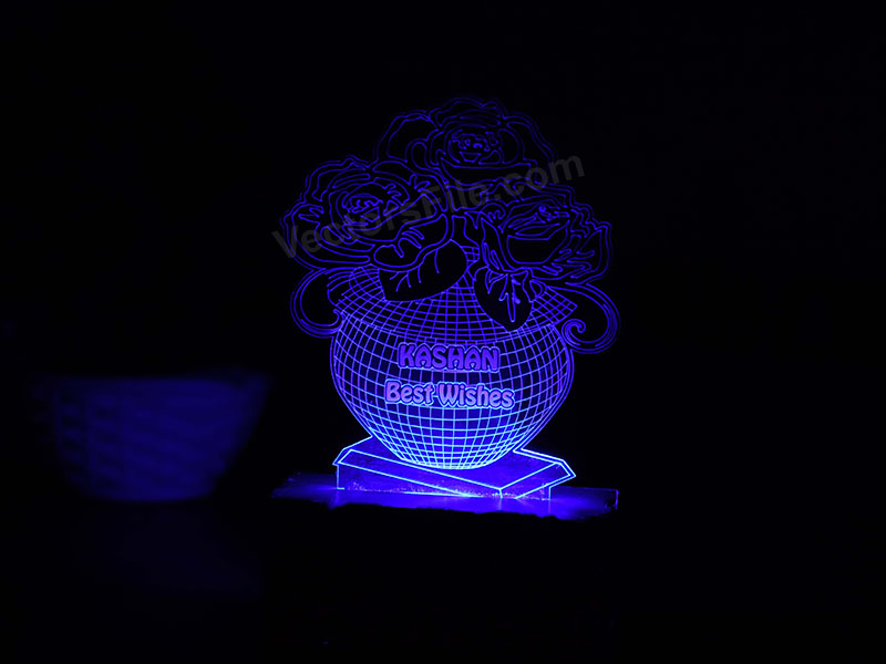 Laser Cut Flower with Pot 3D Illusion LED Acrylic Lamp