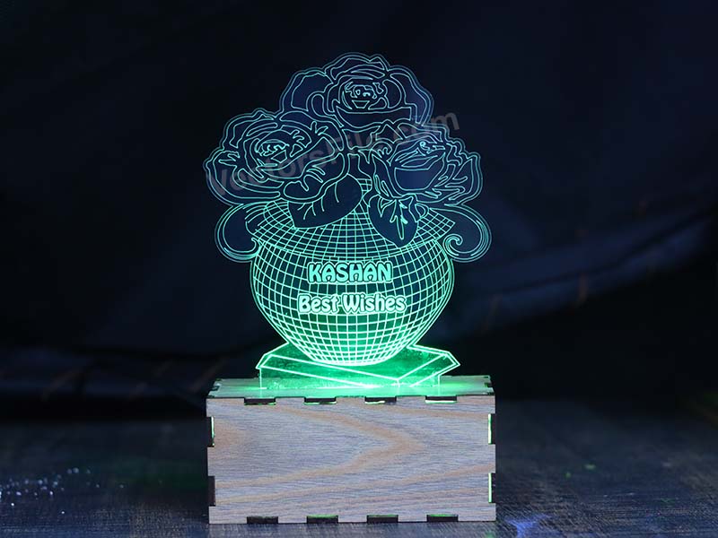 Laser Cut Flower with Pot 3D Illusion LED Acrylic Lamp