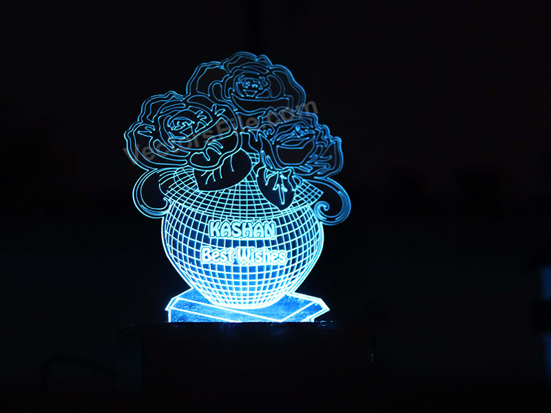 Laser Cut Flower with Pot 3D Illusion LED Acrylic Lamp