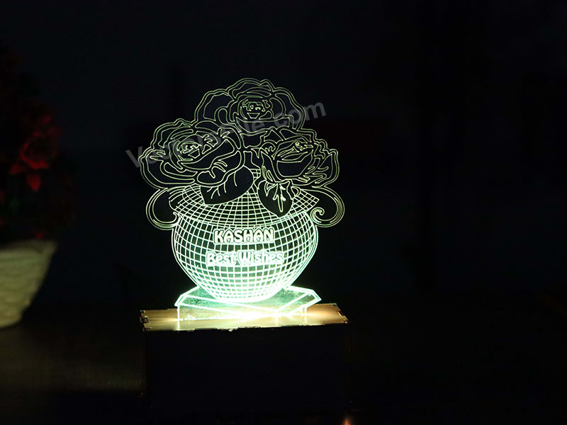 Laser Cut Flower with Pot 3D Illusion LED Acrylic Lamp