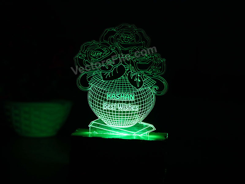 Laser Cut Flower with Pot 3D Illusion LED Acrylic Lamp