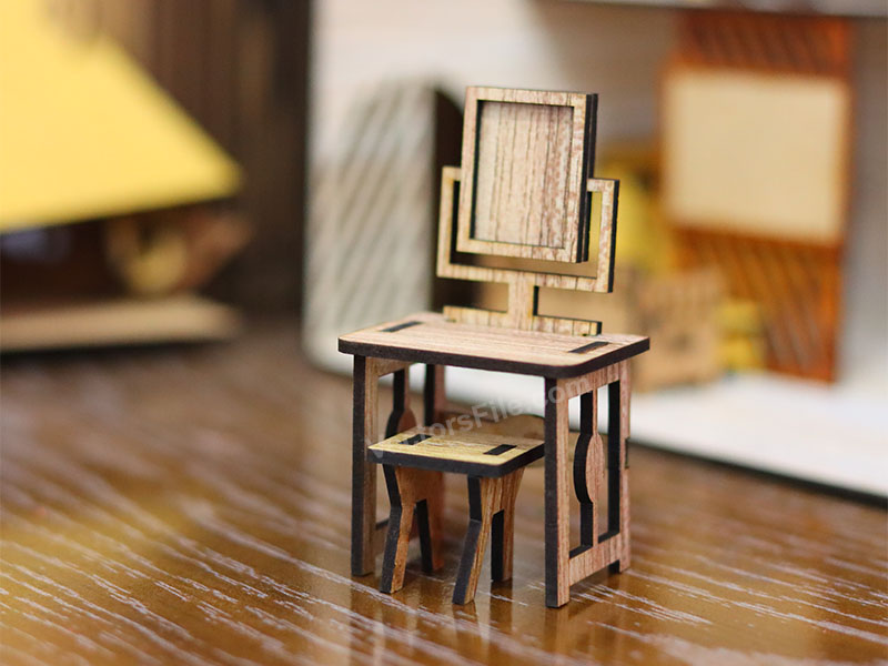 Laser Cut Dressing with Stool Dollhouse Furniture Template