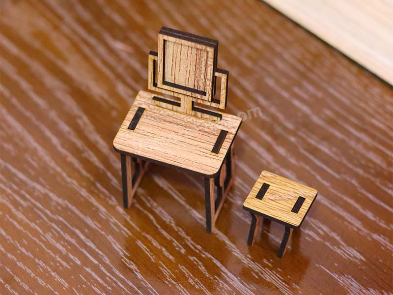 Laser Cut Dressing with Stool Dollhouse Furniture Template