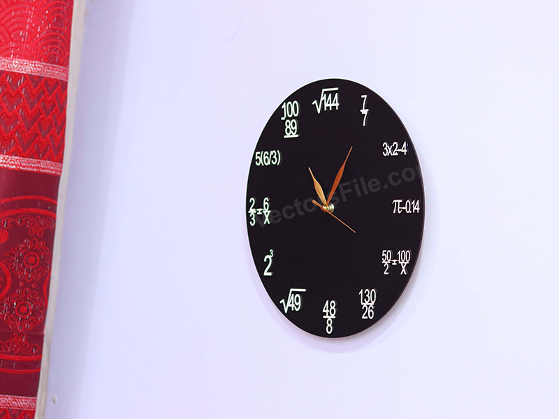 Laser Cut Unique Wall Clock Each Hour Math Equations Quiz Clock