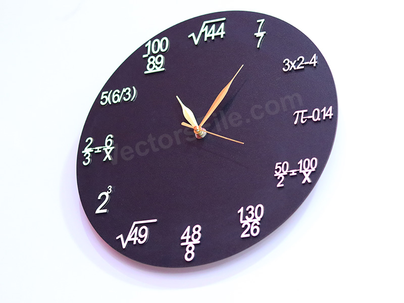 Laser Cut Unique Wall Clock Each Hour Math Equations Quiz Clock
