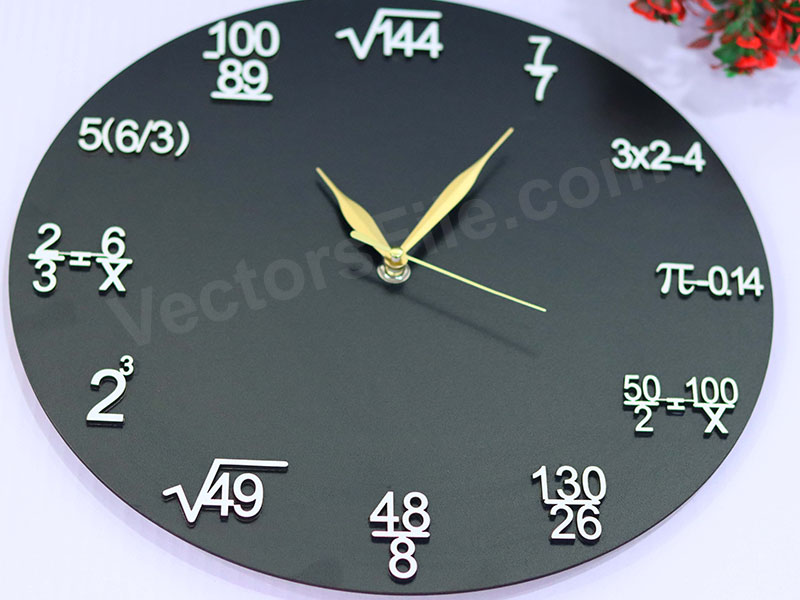 Laser Cut Unique Wall Clock Each Hour Math Equations Quiz Clock