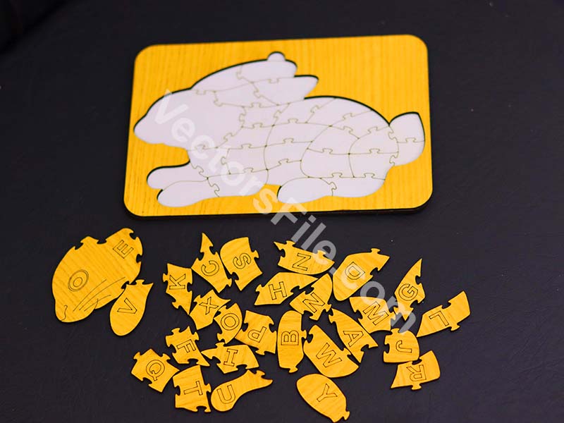 Laser Cut Rabbit Shape Puzzle Alphabet Letters Puzzle Game
