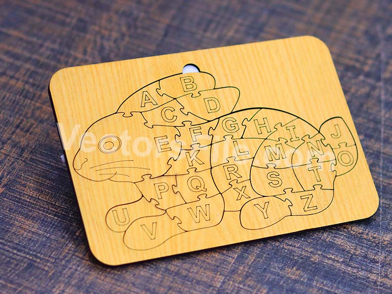 Laser Cut Rabbit Shape Puzzle Alphabet Letters Puzzle Game