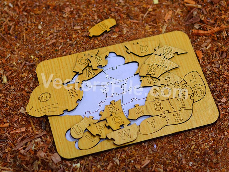 Laser Cut Rabbit Shape Puzzle Alphabet Letters Puzzle Game