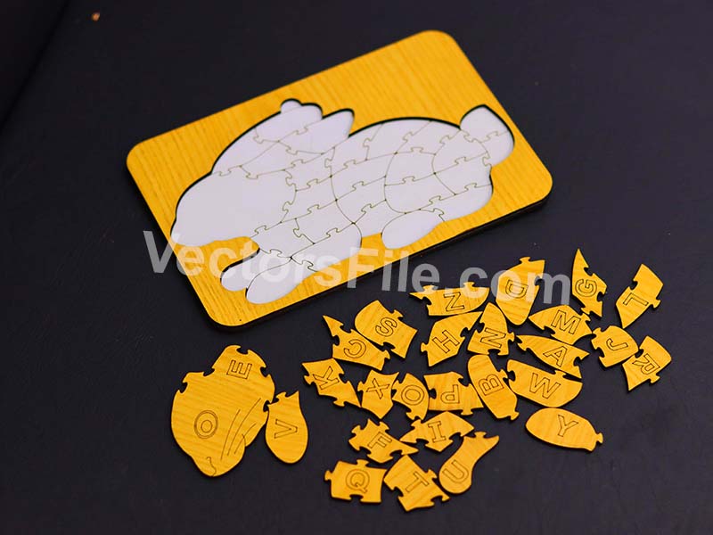 Laser Cut Rabbit Shape Puzzle Alphabet Letters Puzzle Game