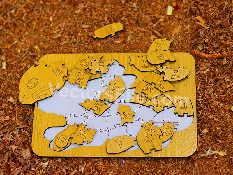 Laser Cut Rabbit Shape Puzzle Alphabet Letters Puzzle Game