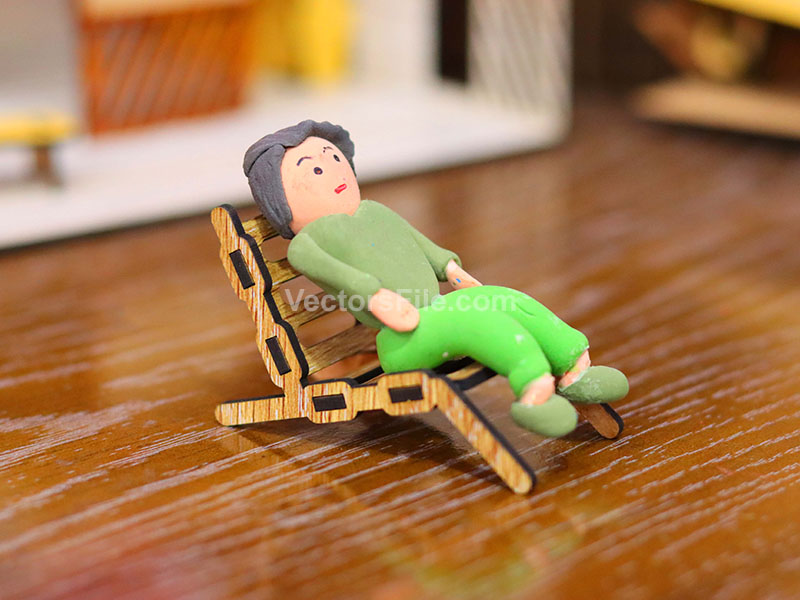 Laser Cut Dollhouse Furniture Deck Chair Model