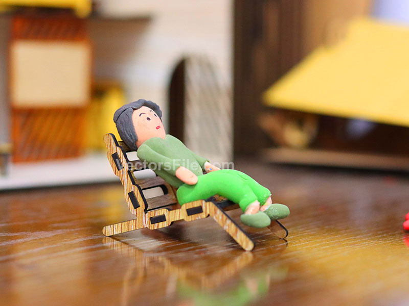 Laser Cut Dollhouse Furniture Deck Chair Model