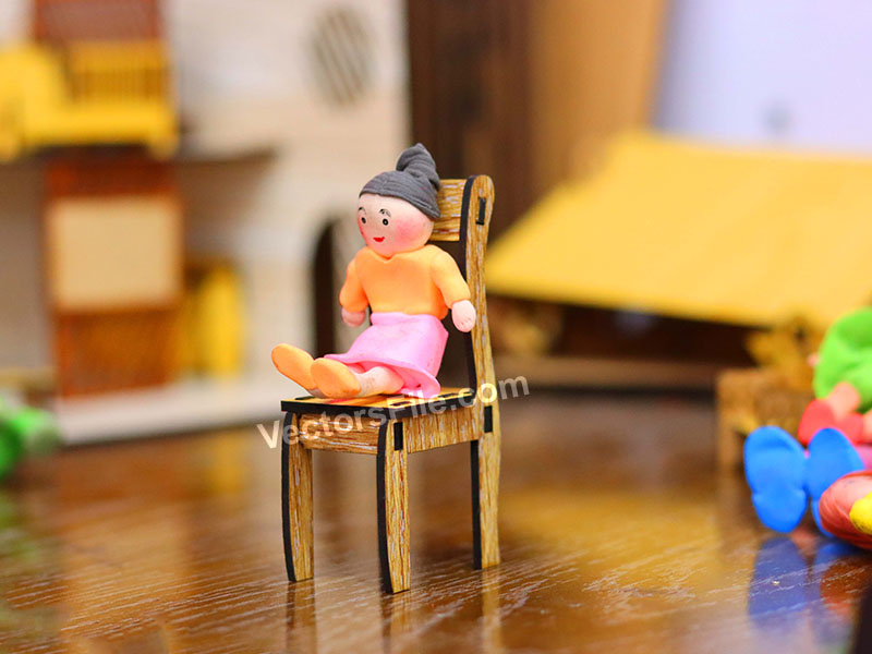 Laser Cut Miniature Dollhouse Chair Model