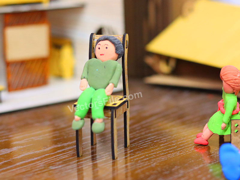 Laser Cut Miniature Dollhouse Chair Model