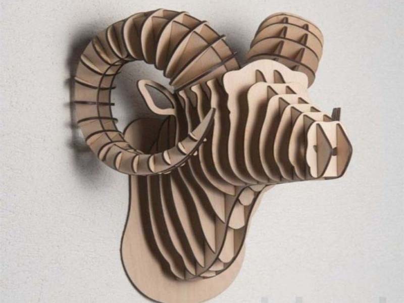 Laser Cut 3D Puzzle Wall Mounted Ram Head Model