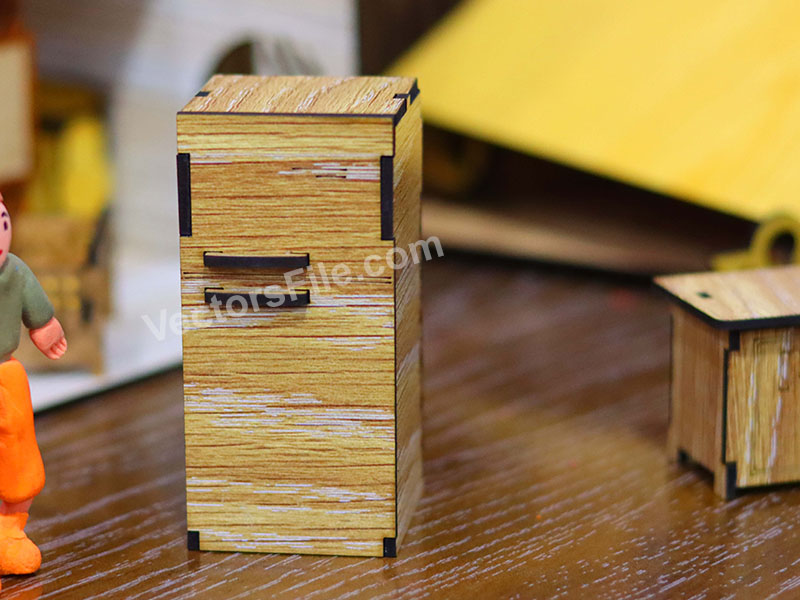 Laser Cut Miniature Dollhouse Fridge Toy Model