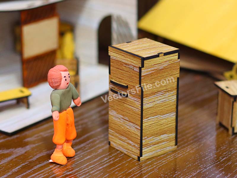 Laser Cut Miniature Dollhouse Fridge Toy Model