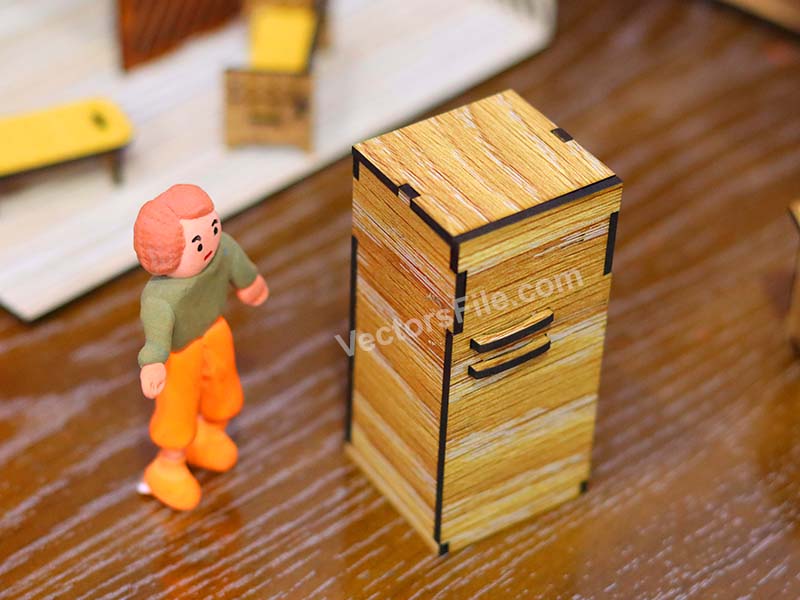 Laser Cut Miniature Dollhouse Fridge Toy Model