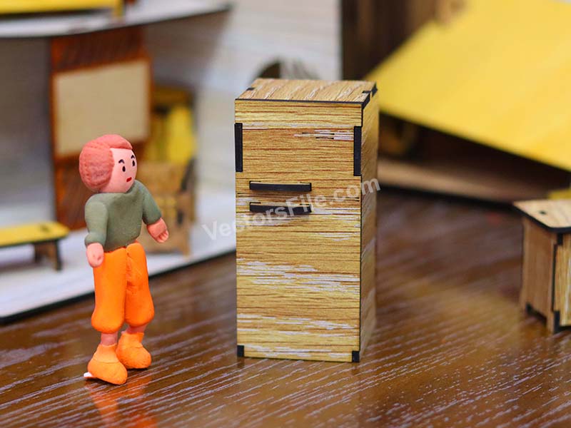 Laser Cut Miniature Dollhouse Fridge Toy Model