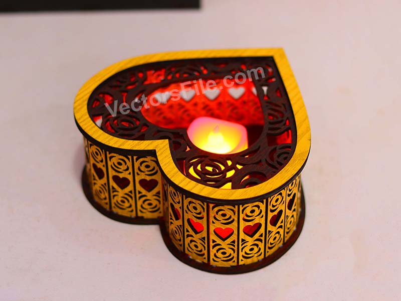 Laser Cut Heart Shaped Tealight Candle Holder