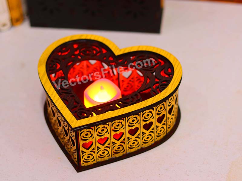 Laser Cut Heart Shaped Tealight Candle Holder