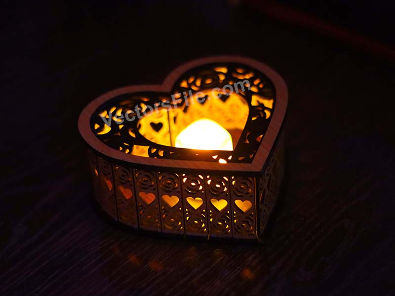 Laser Cut Heart Shaped Tealight Candle Holder