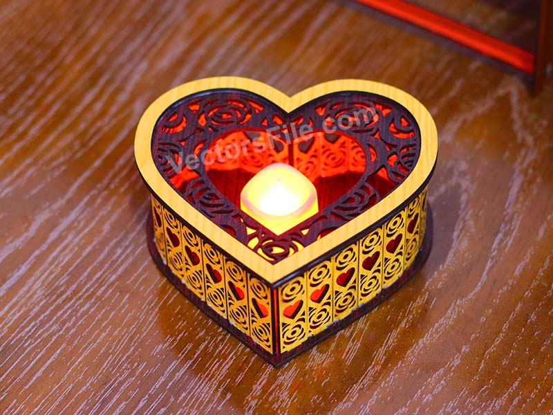 Laser Cut Heart Shaped Tealight Candle Holder